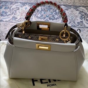 Fendi peekaboo lamb+ colub white + powder grey